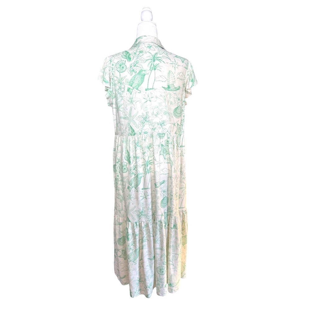 Jane and Delancey Pale Mint Botanical Collared Midi Dress - Picture 10 of 14